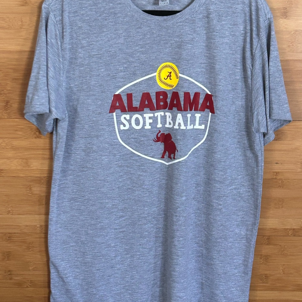 Gildan Alabama Softball Tee - Gray with Crimson & Yellow Graphics